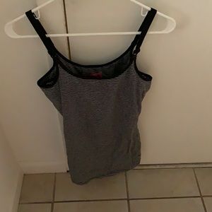 Black and white stripe maternity tank top
